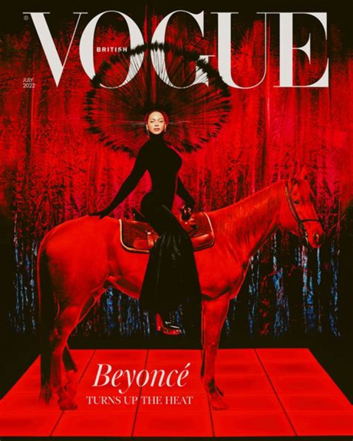 Beyonce’s Black Dress On Horse For Vogue UK Cover: Photos – Hollywood Life